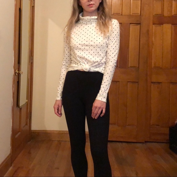 SOLD: NWT LOFT Turtleneck Polka Dot Tee - Picture 1 of 4